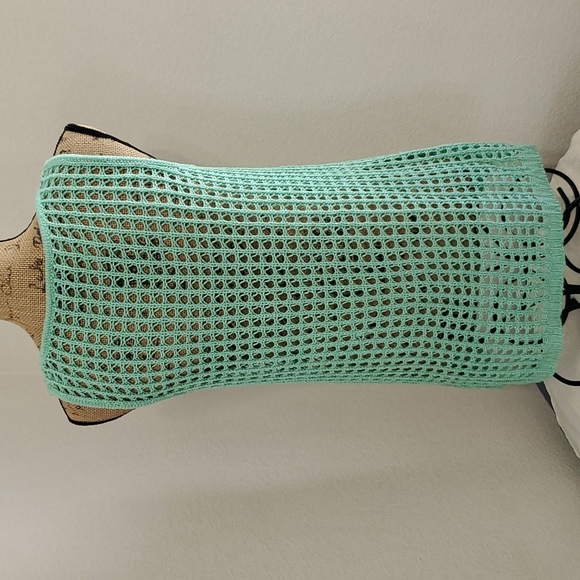 THE LIMITED Mint green open knit sleeveless tank top Medium - Picture 3 of 8